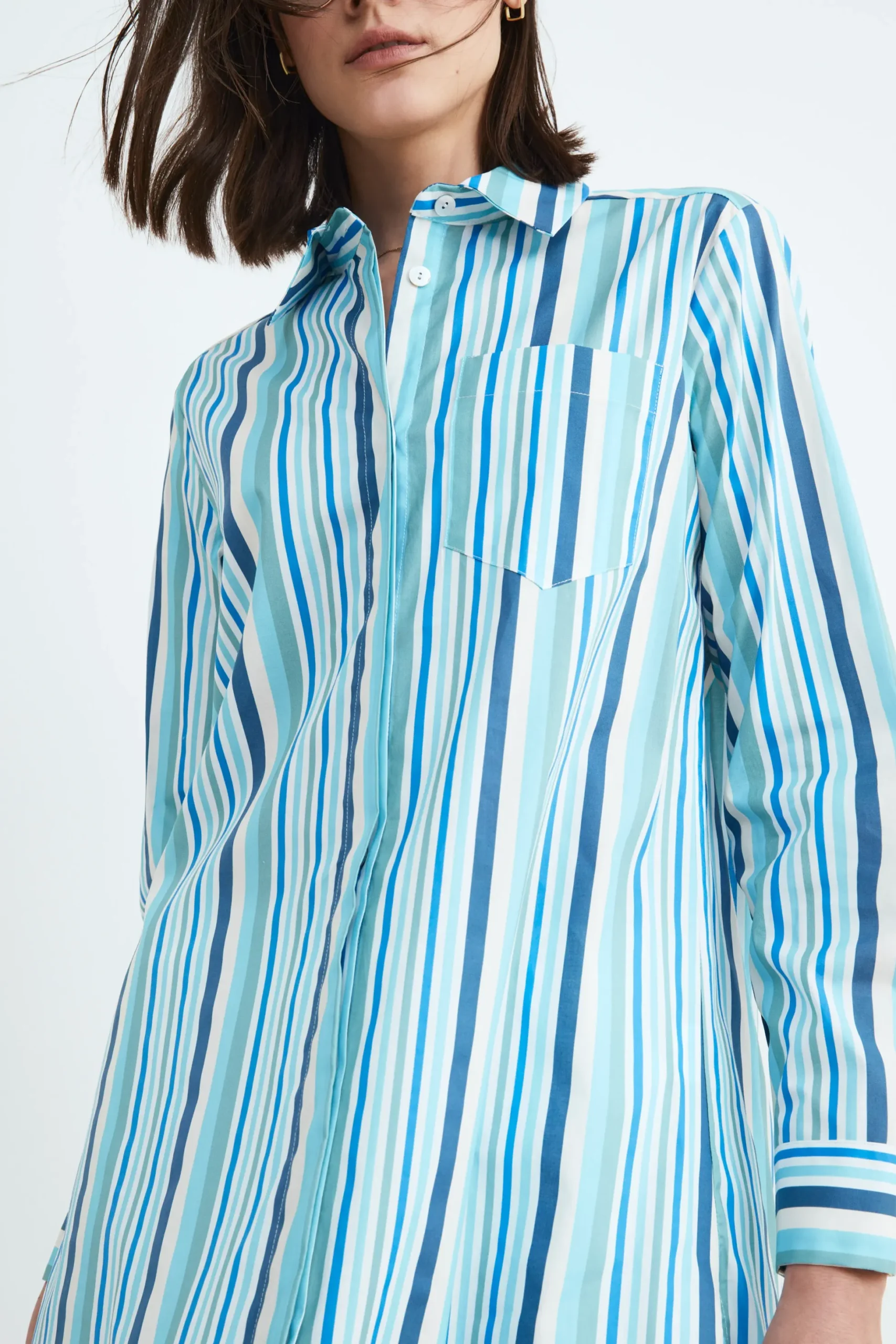 Camicia lunga donna - AZZURRO/BIANCO