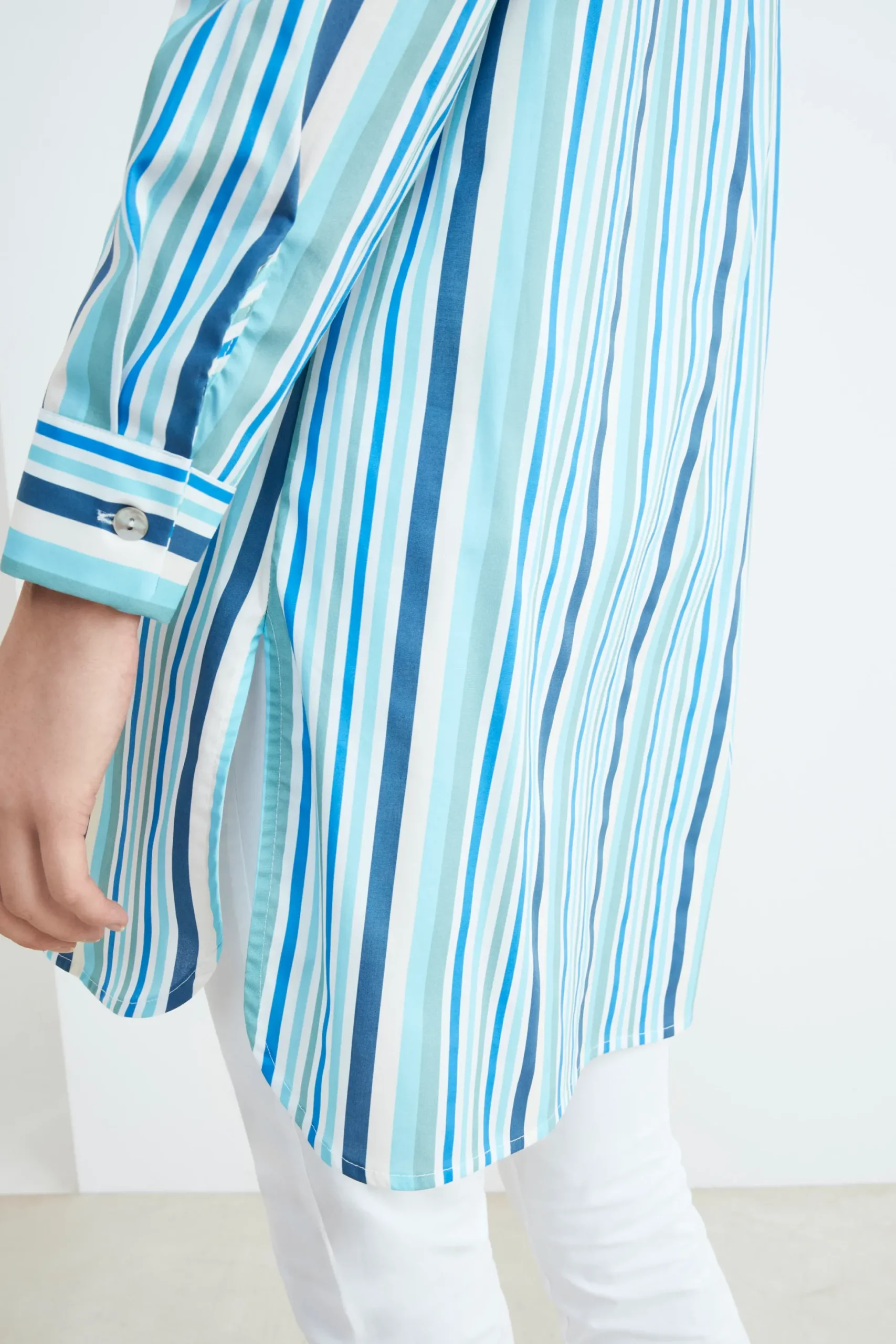 Camicia lunga donna - AZZURRO/BIANCO