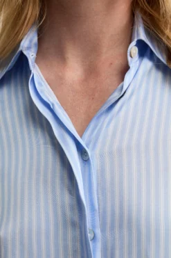 Camicia Morbida Fantasia in Raso - AZZURRO RIGATO