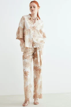 Camicia morbida in lino - FANT. BEIGE