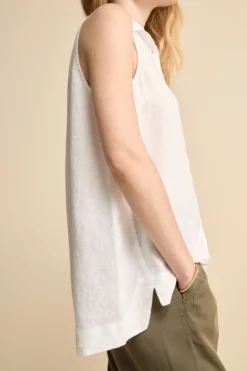Camicia Morbida Smanicata in Lino - BIANCO