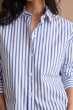 Camicia Over a Righe con Taschino - BLU RIGATO