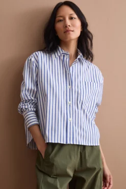 Camicia Over a Righe con Taschino - BLU RIGATO