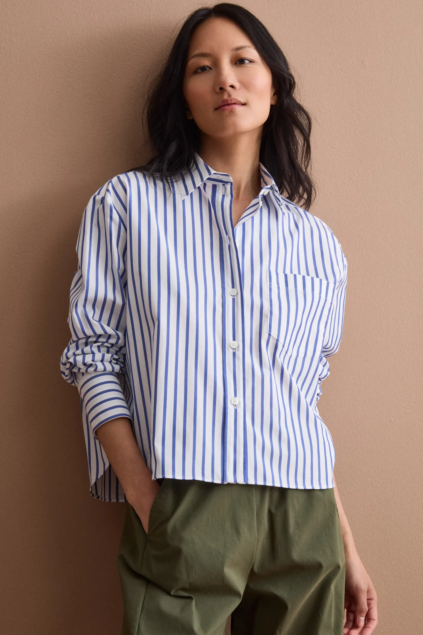 Camicia Over a Righe con Taschino - BLU RIGATO