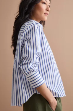 Camicia Over a Righe con Taschino - BLU RIGATO