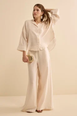 Camicia Over Coreana con Manica Kimono - BIANCO