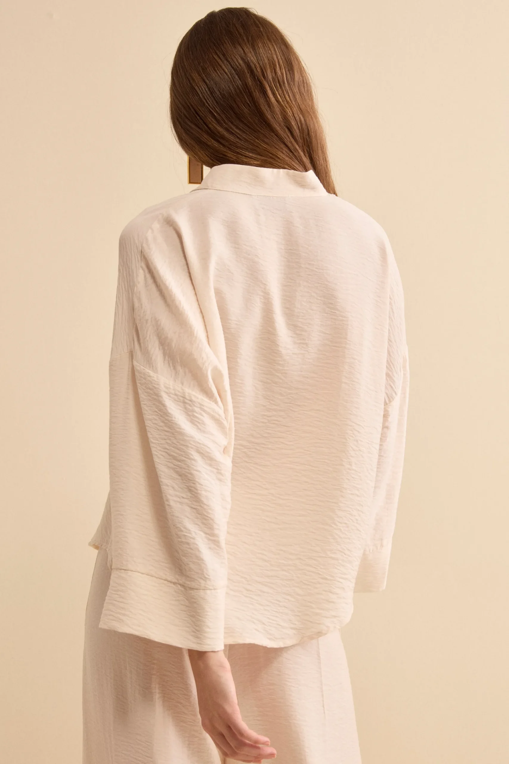 Camicia Over Coreana con Manica Kimono - BIANCO