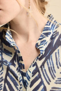 Camicia Over Coreana in Voile di Cotone - FANT. BLU