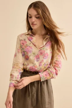 Camicia Over Floreale in Voile di Cotone - FANTASIA