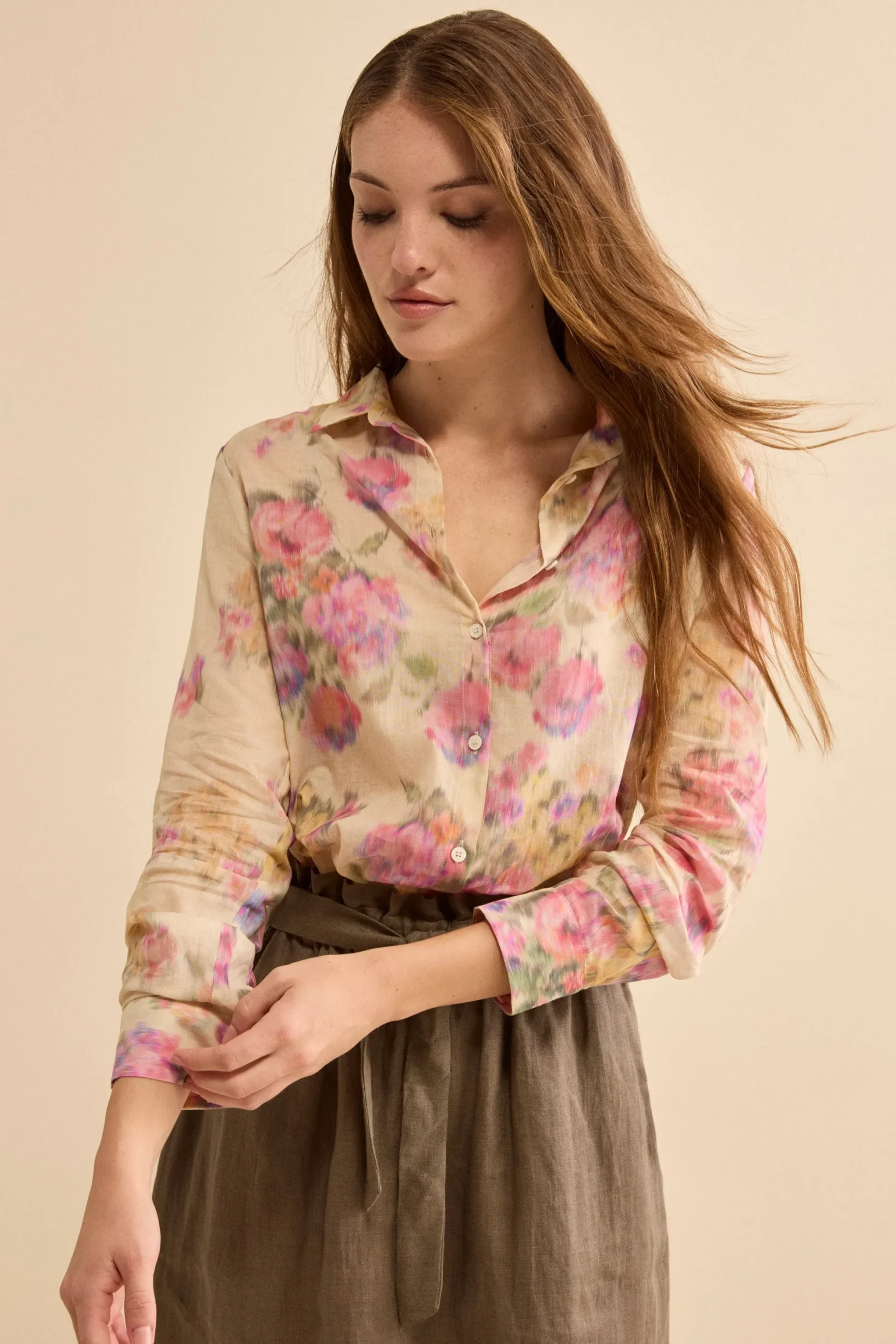 Camicia Over Floreale in Voile di Cotone - FANTASIA