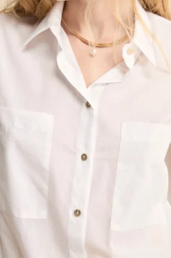 Camicia Over in Cotone con Coulisse - PANNA
