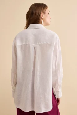 Camicia Over in Lino con Taschino - BIANCO