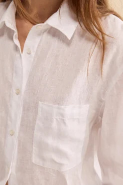 Camicia Over in Lino con Taschino - BIANCO