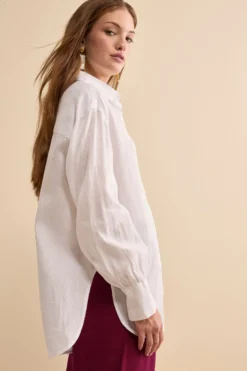 Camicia Over in Lino con Taschino - BIANCO