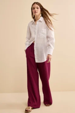 Camicia Over in Lino con Taschino - BIANCO