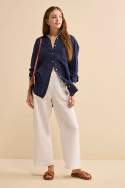 Camicia Over in Lino con Taschino - NAVY