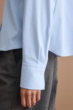 Camicia Over in Tessuto Tecnico con Taschino - AZZURRO