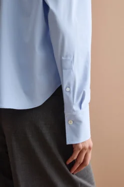 Camicia Over in Tessuto Tecnico con Taschino - AZZURRO
