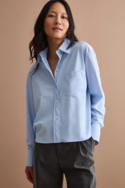 Camicia Over in Tessuto Tecnico con Taschino - AZZURRO