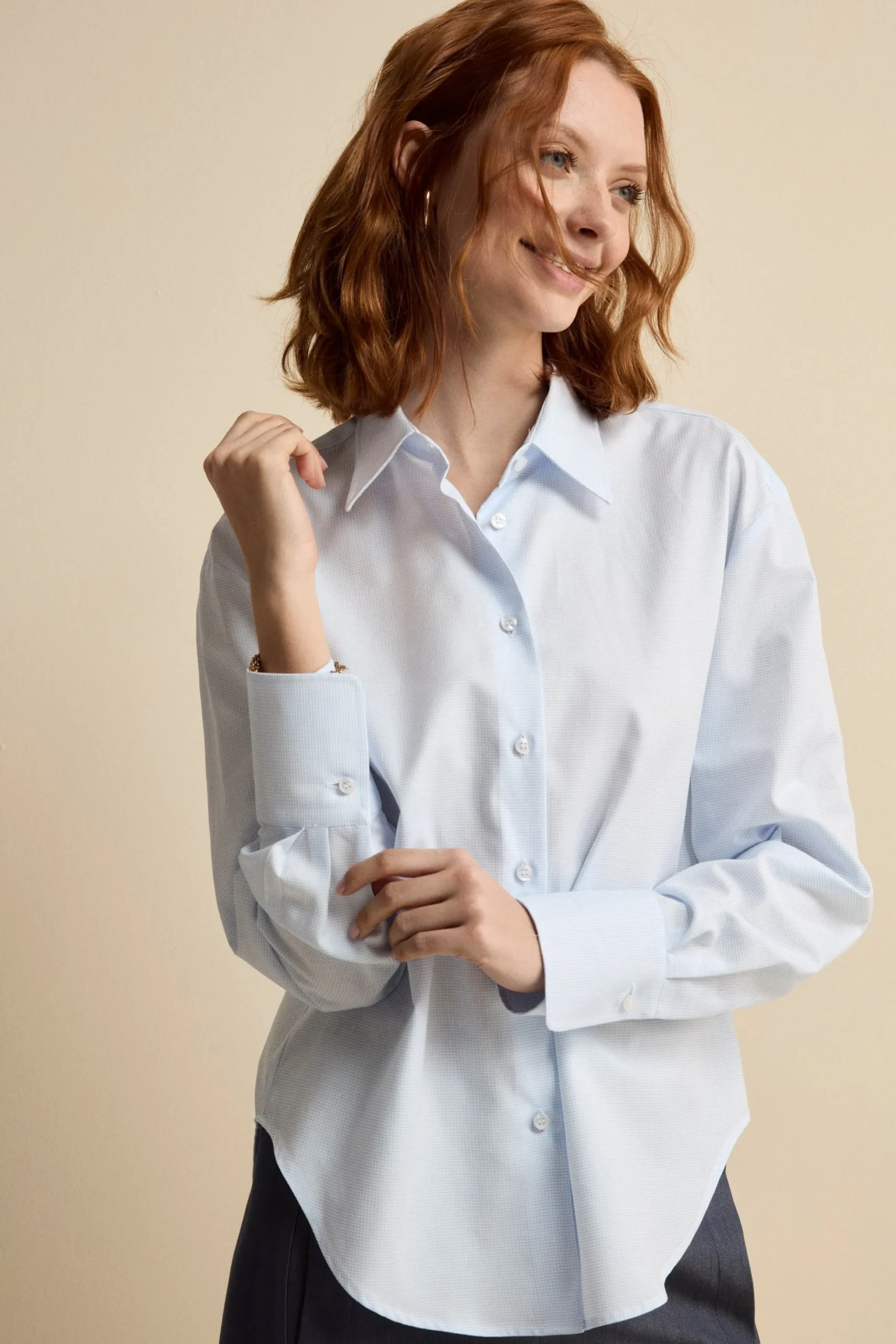 Camicia Over Microfantasia in Cotone - FANT. AZZURRO