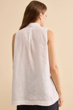 Camicia Over Smanicata in Lino - BIANCO