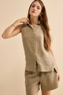 Camicia Over Smanicata in Lino - TORTORA