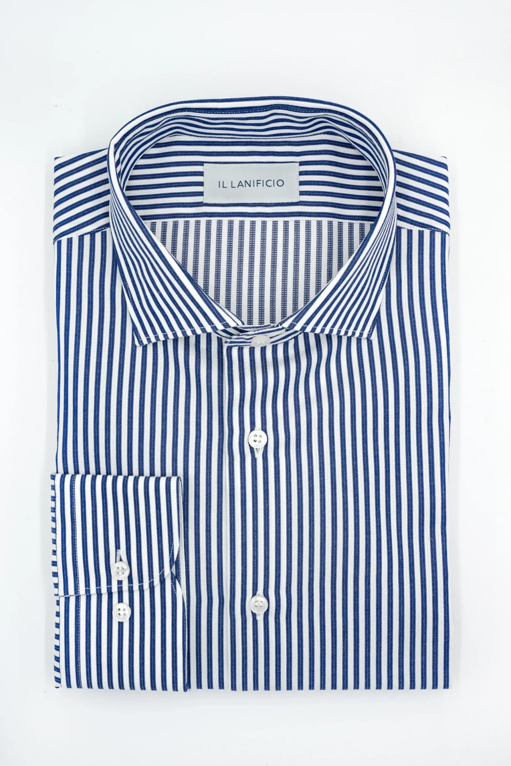 Camicia Oxford Custom Fit con Collo Francese - BLU RIGATO
