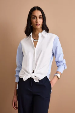 Camicia Patchwork Over in Cotone - FANT. AZZURRO