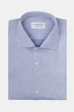 Camicia Regular Collo Francese - AZZURRO