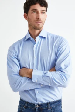 Camicia Regular Fit Collo Francese - FANT. AZZURRO