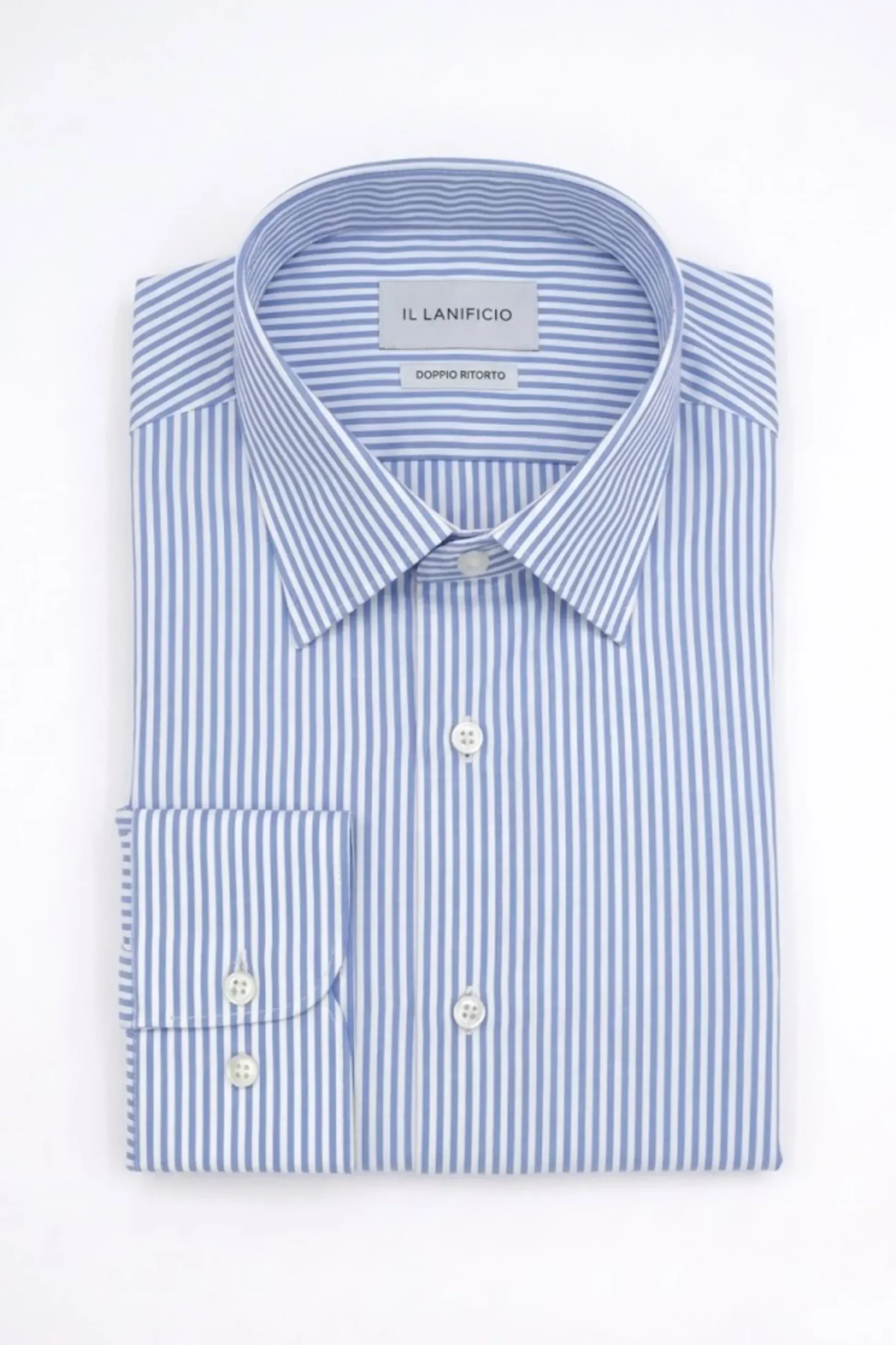 Camicia Regular Fit con Collo Classico - AZZURRO RIGATO