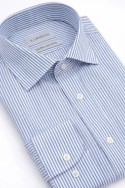 Camicia Regular Fit con Collo Classico - AZZURRO RIGATO