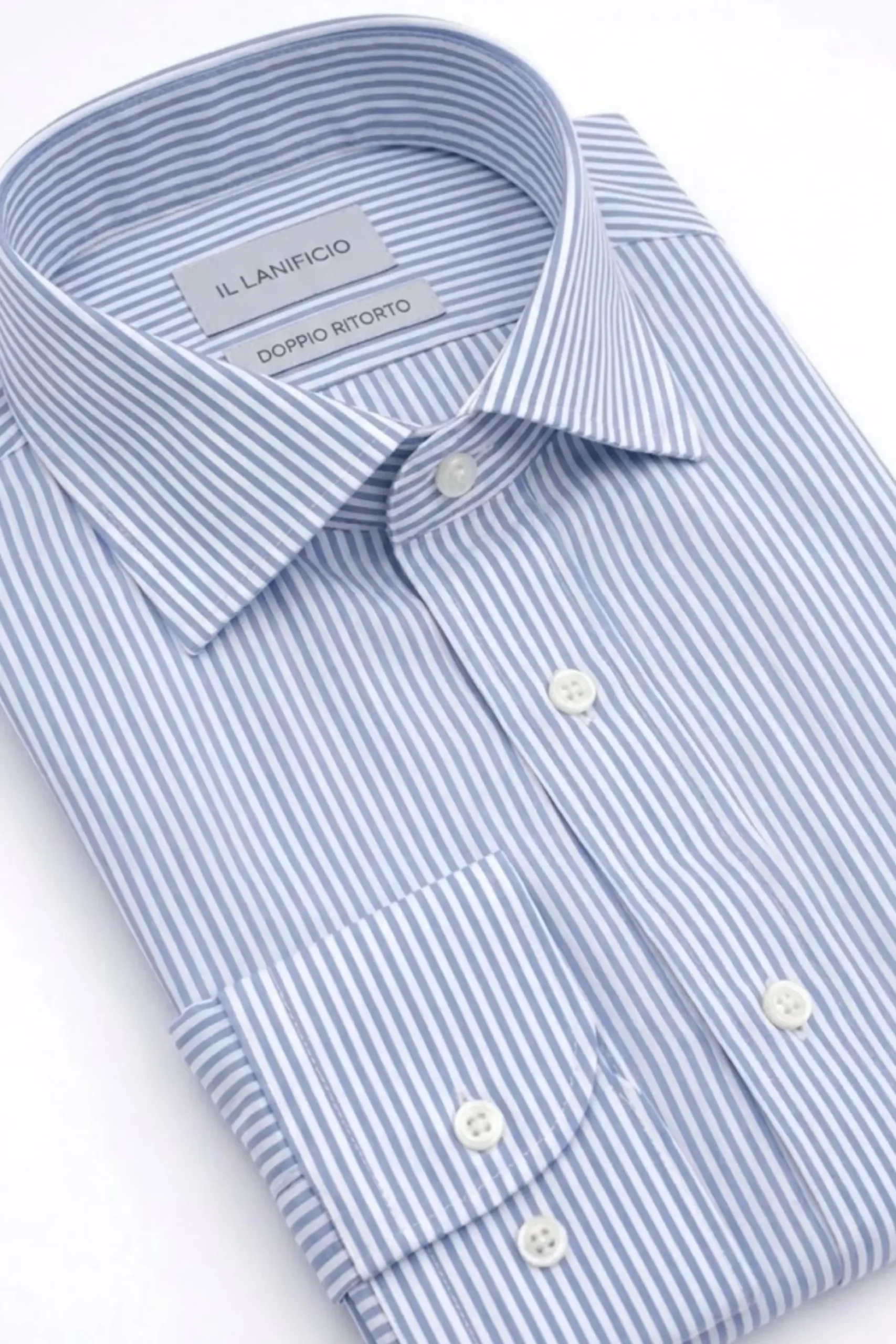 Camicia Regular Fit con Collo Classico - AZZURRO RIGATO