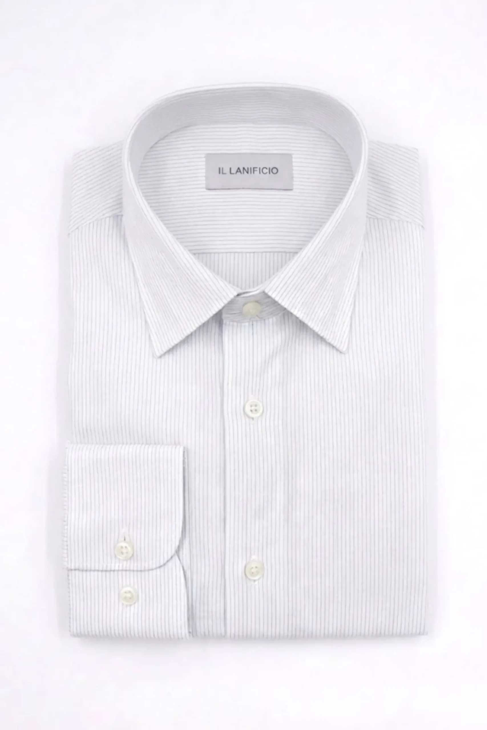 Camicia Regular Fit Cotone Doppio Ritorto - BIANCO RIGATO