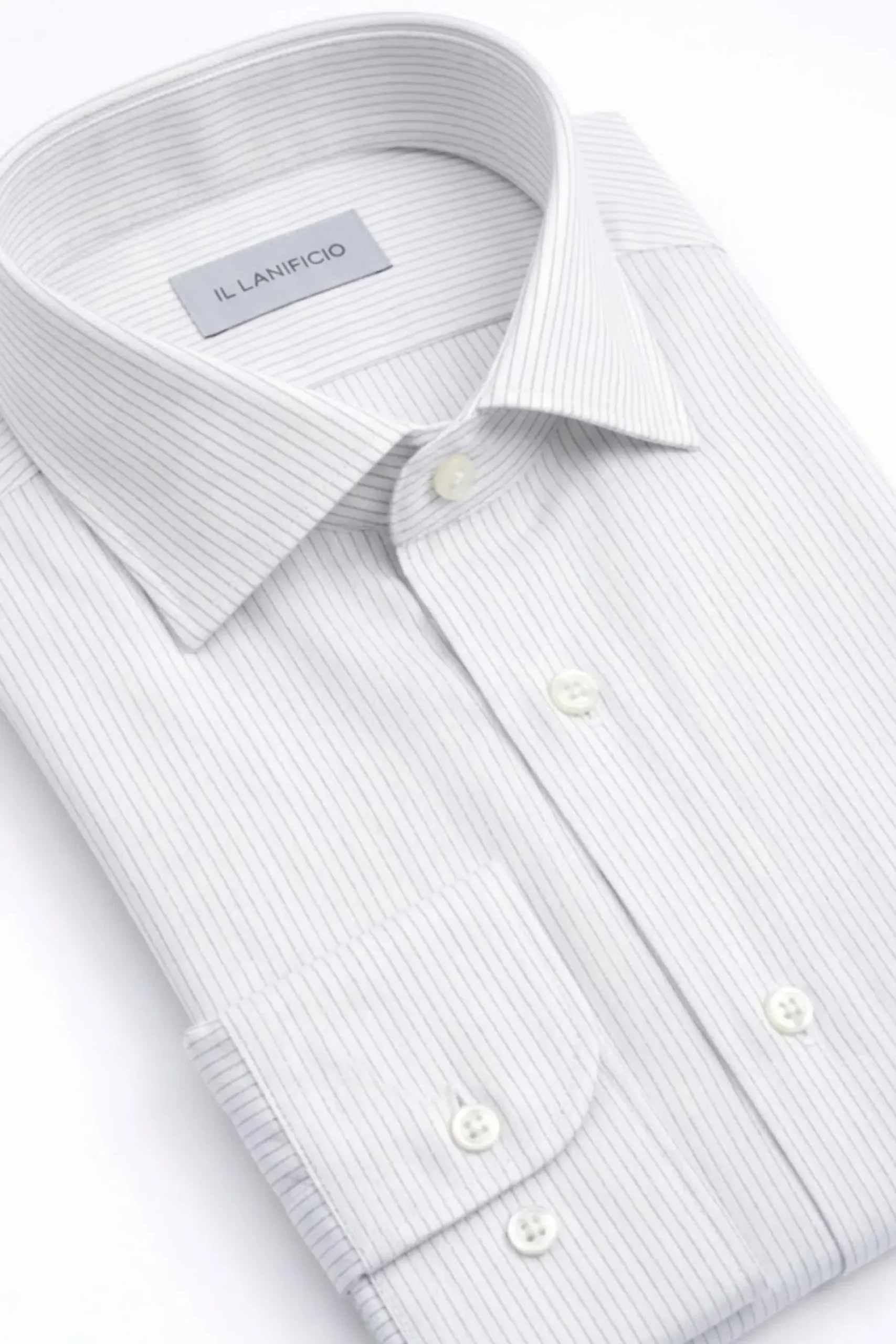 Camicia Regular Fit Cotone Doppio Ritorto - BIANCO RIGATO