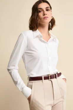 Camicia Regular Fit in Tessuto Tecnico - BIANCO
