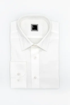 Camicia Regular Fit in Twill di Cotone - BIANCO