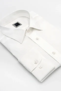 Camicia Regular Fit in Twill di Cotone - BIANCO