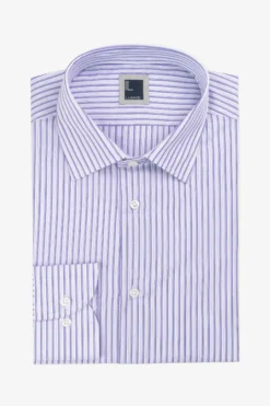 Camicia rigata in cotone - VIOLA RIGATO