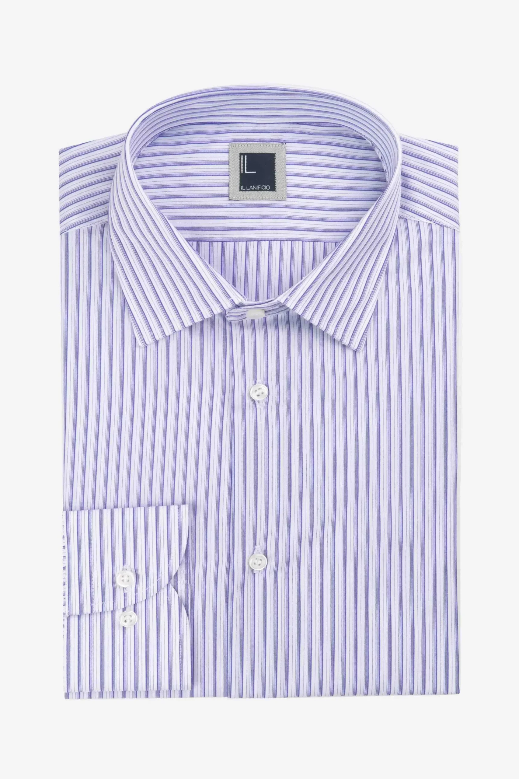 Camicia rigata in cotone - VIOLA RIGATO