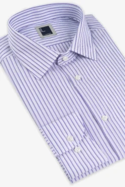 Camicia rigata in cotone - VIOLA RIGATO