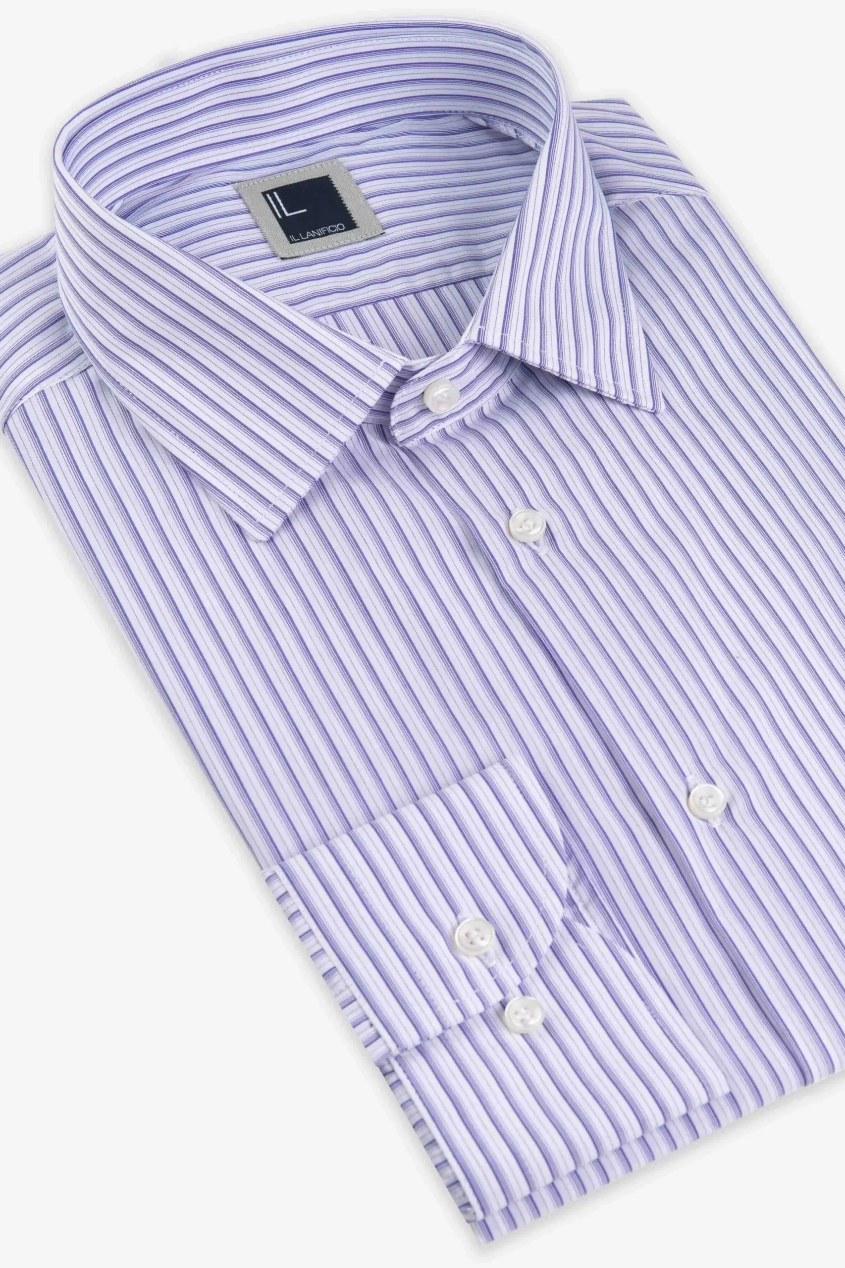 Camicia rigata in cotone - VIOLA RIGATO
