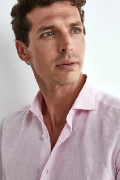 Camicia Rosa in Lino Slim Fit - ROSA
