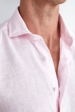 Camicia Rosa in Lino Slim Fit - ROSA