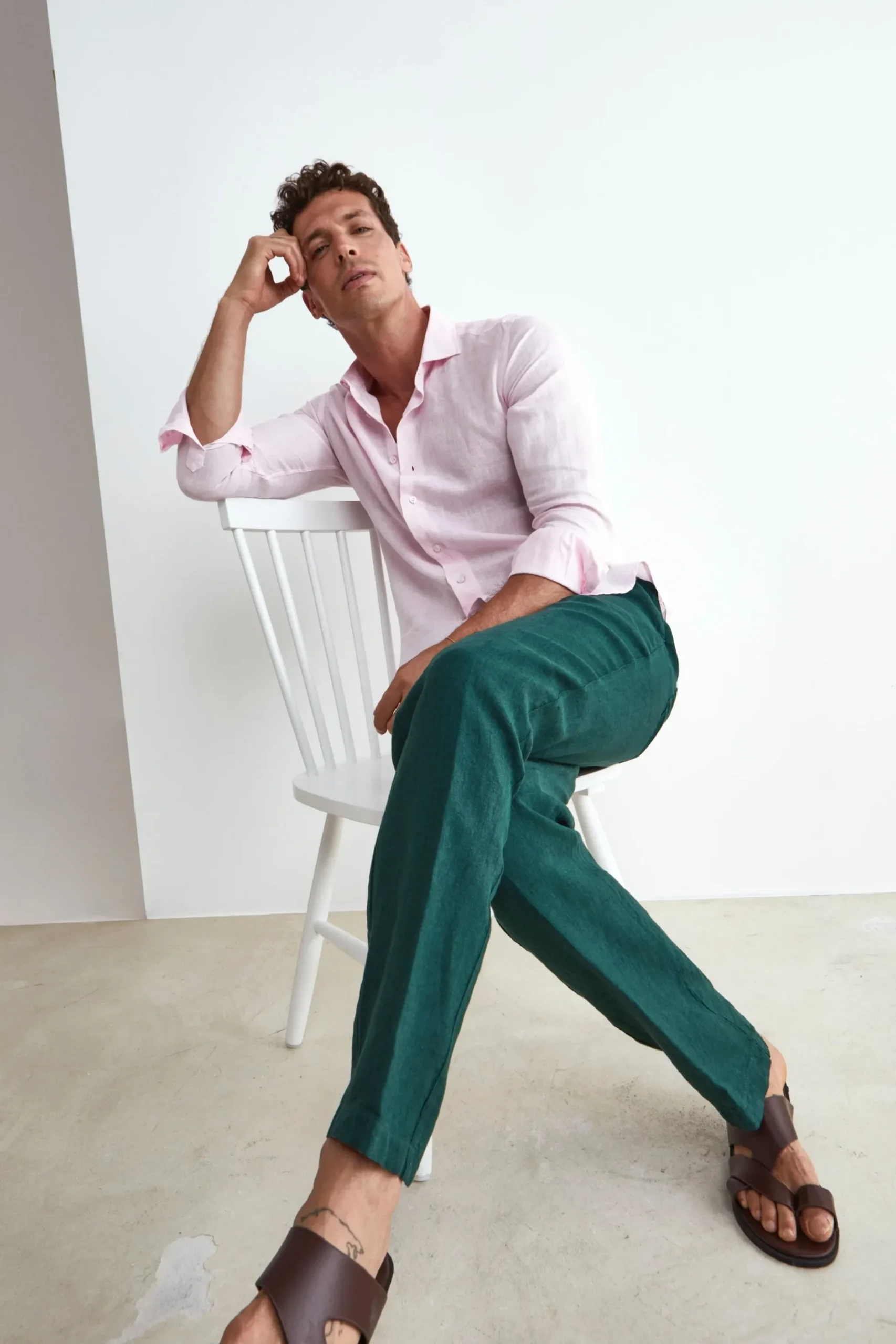 Camicia Rosa in Lino Slim Fit - ROSA