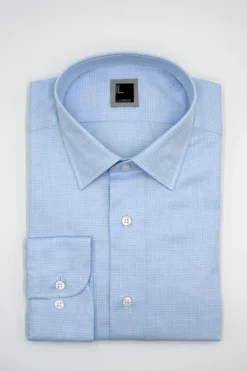Camicia Slim Fit in Cotone con Collo Classico - FANT. AZZURRO