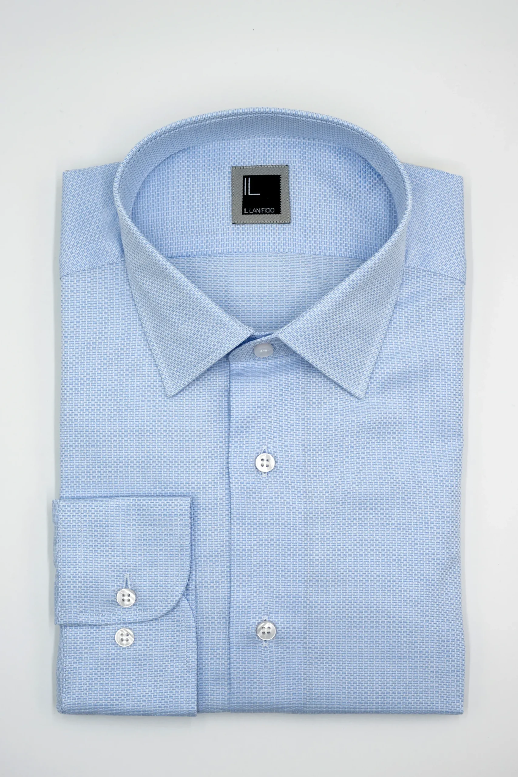 Camicia Slim Fit in Cotone con Collo Classico - FANT. AZZURRO
