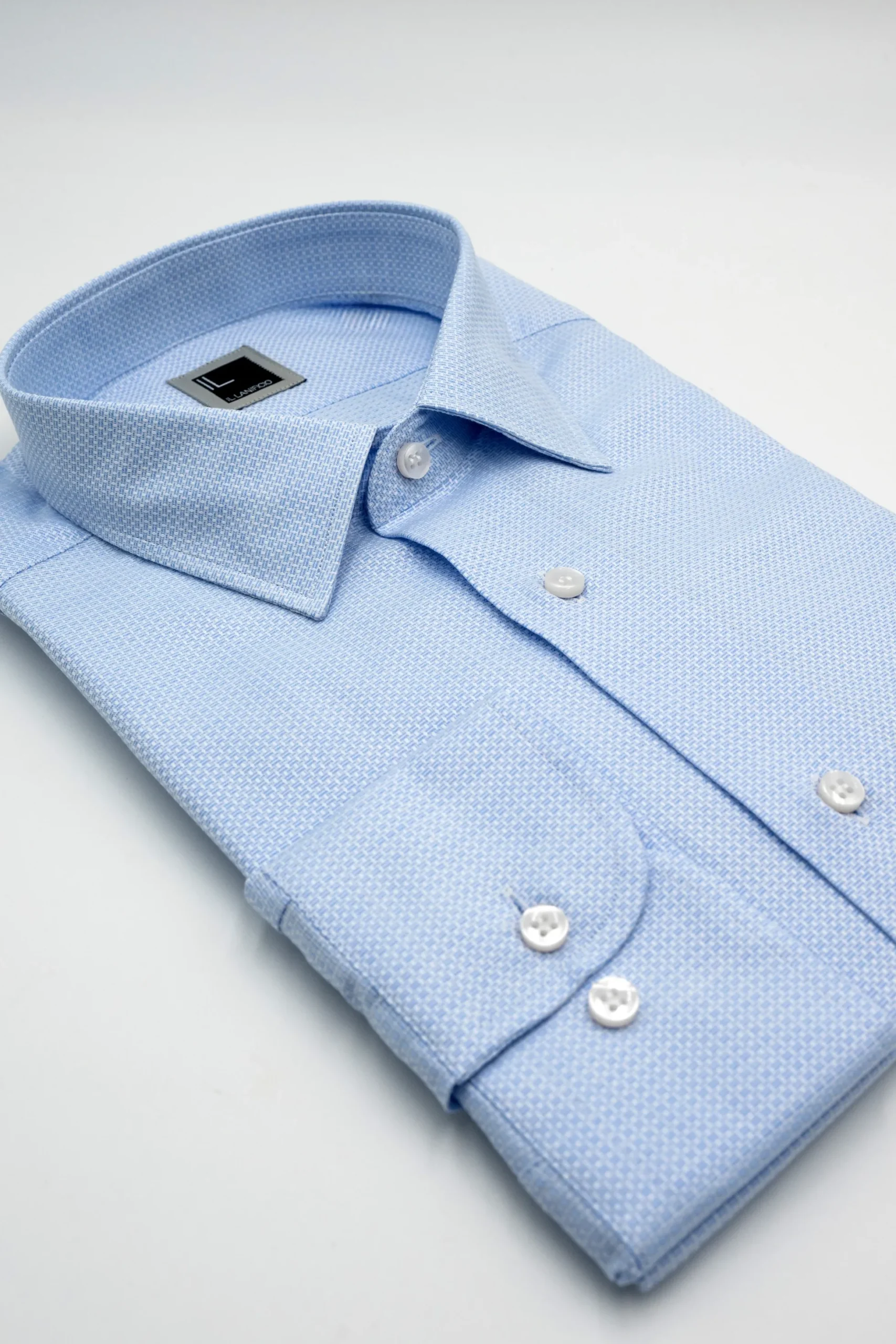 Camicia Slim Fit in Cotone con Collo Classico - FANT. AZZURRO
