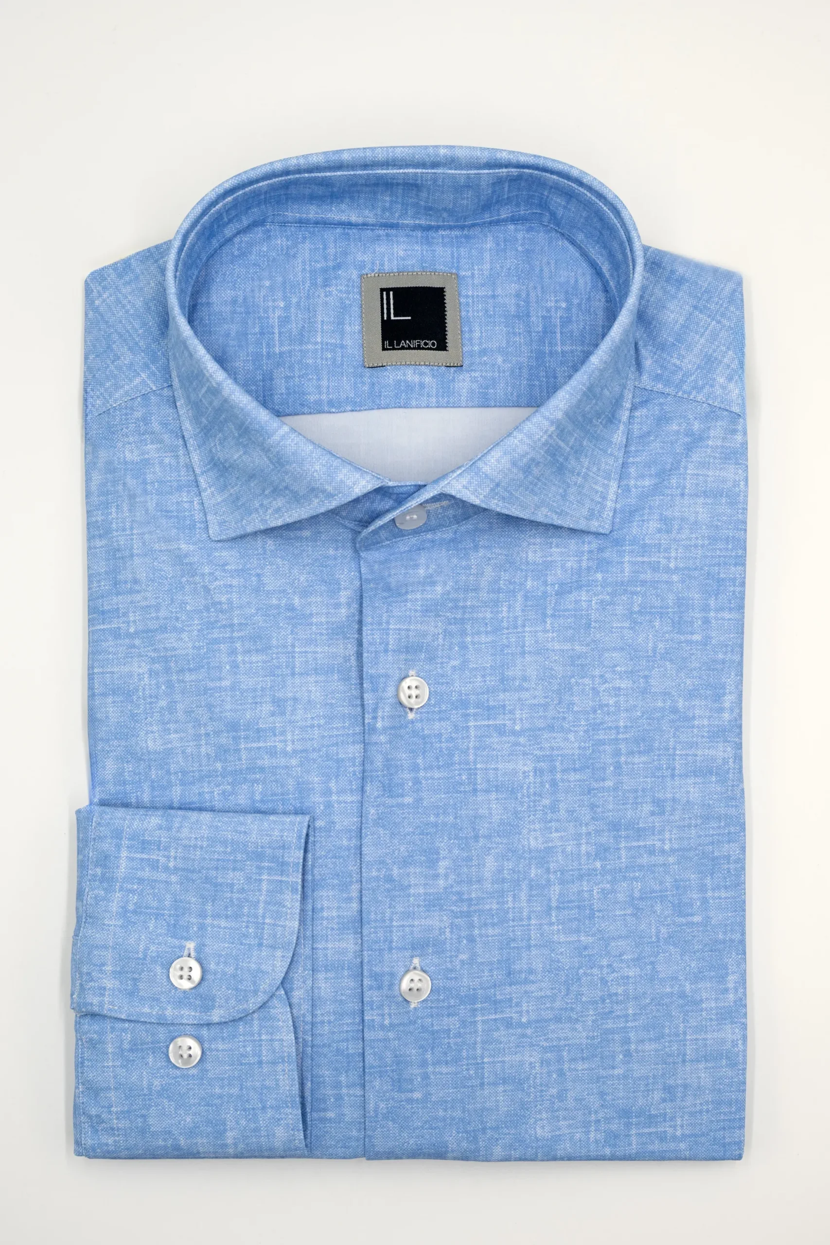 Camicia Slim Fit in Tessuto Tecnico - AZZURRO