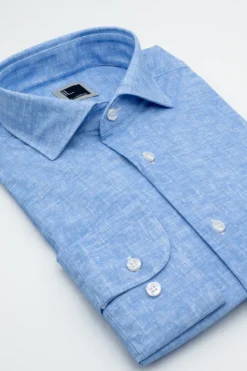 Camicia Slim Fit in Tessuto Tecnico - AZZURRO